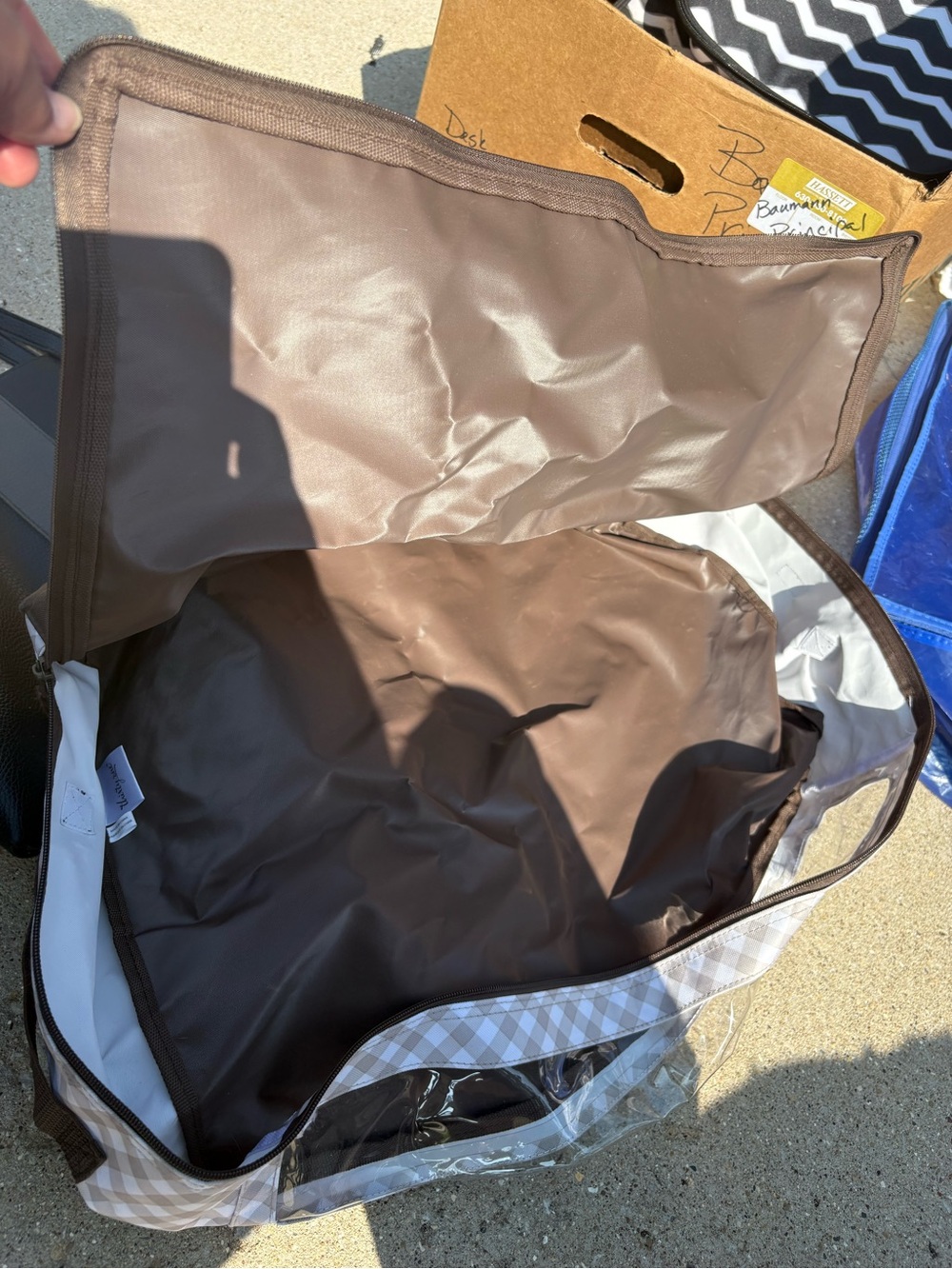 Thirty-one Brown and White Gingham under bed storage bag.